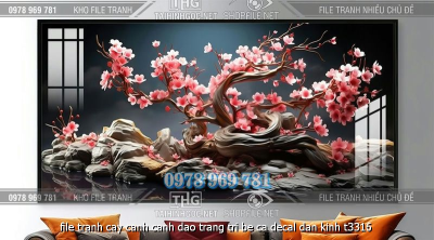 file tranh cay canh canh dao trang tri be ca decal dan kinh t3316
