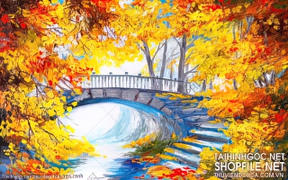 file tranh cay cau dep tua tien canh