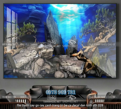 file tranh cay go cay canh trang tri be ca decal dan kinh dth 028
