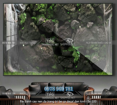 file tranh cay nen da trang tri be ca decal dan kinh r3d 100
