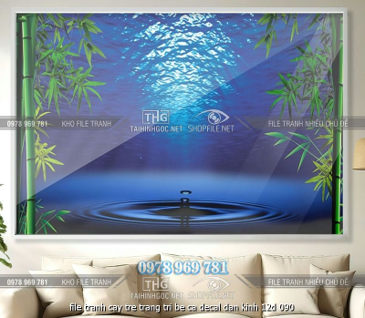 file tranh cay tre trang tri be ca decal dan kinh 12d 090