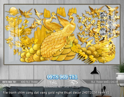 file tranh chim cong dat vang gold nghe thuat decor 24072024 hanh t1