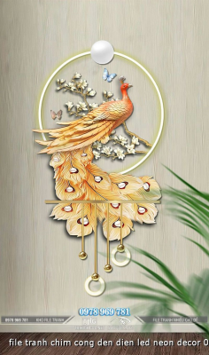 file tranh chim cong den dien led neon decor 09112024