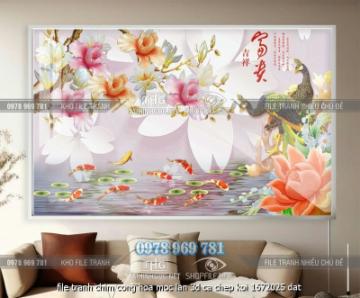 file tranh chim cong hoa moc lan 3d ca chep koi 1672025 dat