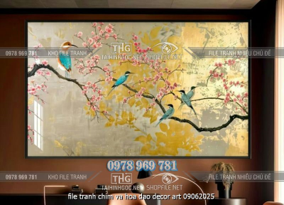 file tranh chim va hoa dao decor art 09062025