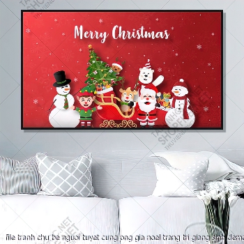 tranh cong giao file tranh chu be nguoi tuyet cung ong gia noel trang tri giang sinh