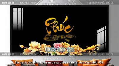 file tranh chu phuc hoa sen trang tri be ca decal dan kinh t40d 062
