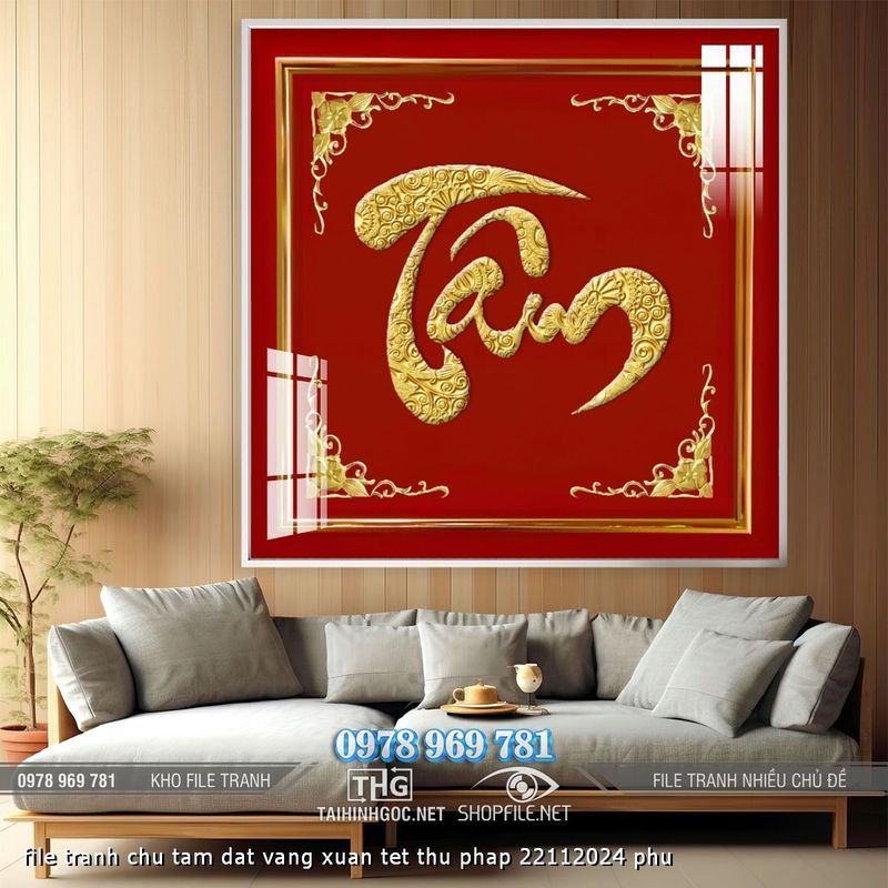file tranh chu tam dat vang xuan tet thu phap 22112024 phu