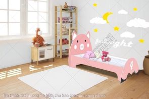 file tranh cnc giuong be hinh chu heo con mau hong