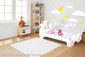 file tranh cnc giuong be mau hong hinh bo con