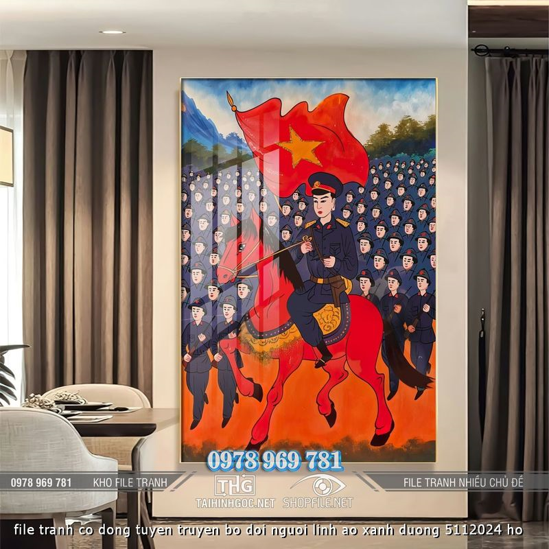 file tranh co dong tuyen truyen bo doi nguoi linh ao xanh duong 5112024 ho