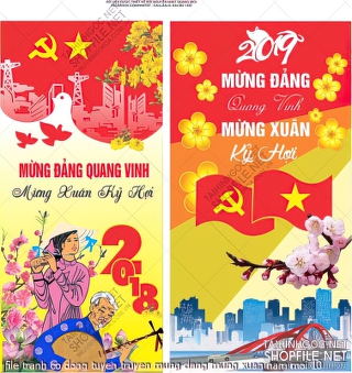 file tranh co dong tuyen truyen mung dang mung xuan nam moi 2