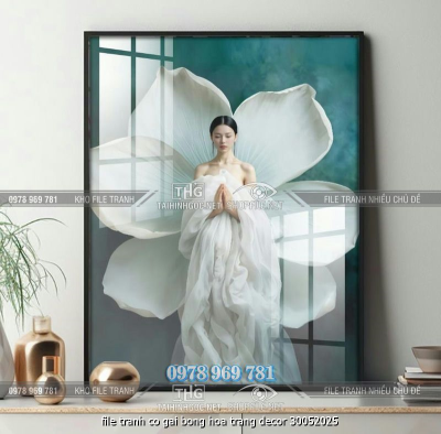 file tranh co gai bong hoa trang decor 30052025