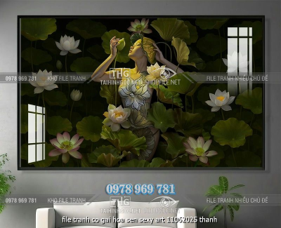 file tranh co gai hoa sen sexy art 11062025 thanh
