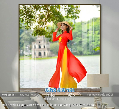 file tranh co gai viet nam ao dai la co sao vang 22102024 hanh