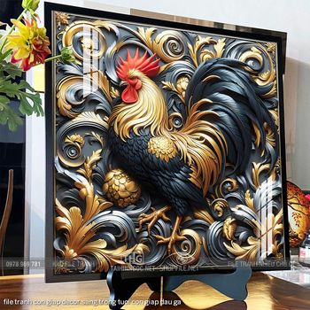 file tranh con giap decor sang trong tuoi con giap dau ga