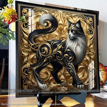 file tranh con giap decor sang trong tuoi con giap mao meo