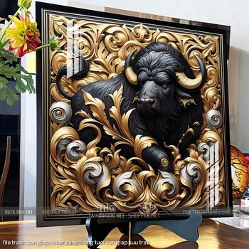 file tranh con giap decor sang trong tuoi con giap suu trau