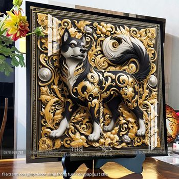 file tranh con giap decor sang trong tuoi con giap tuat cho