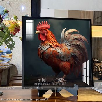 file tranh con giap decor tuoi con ga dau 005