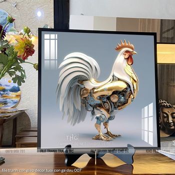 file tranh con giap decor tuoi con ga dau 007