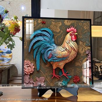 file tranh con giap decor tuoi con ga dau 008