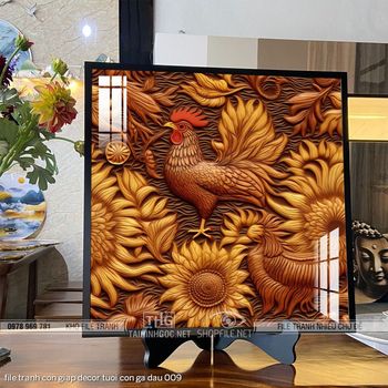 file tranh con giap decor tuoi con ga dau 009