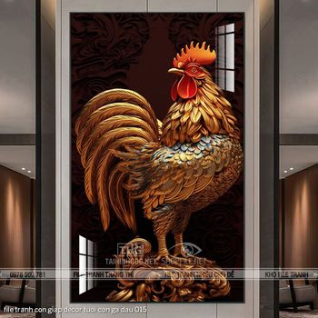 file tranh con giap decor tuoi con ga dau 015