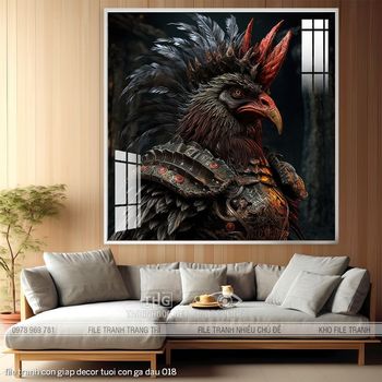 file tranh con giap decor tuoi con ga dau 018