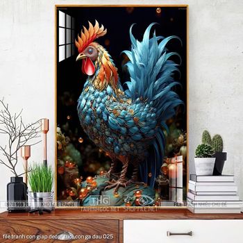 file tranh con giap decor tuoi con ga dau 025