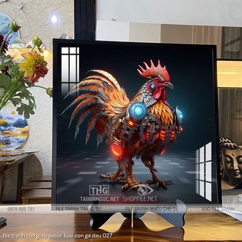 file tranh con giap decor tuoi con ga dau 027