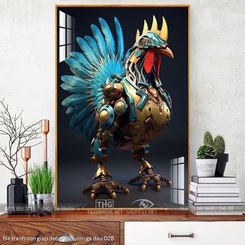 file tranh con giap decor tuoi con ga dau 028