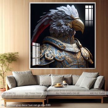 file tranh con giap decor tuoi con ga dau 030