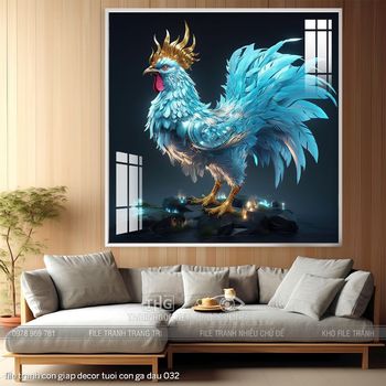 file tranh con giap decor tuoi con ga dau 032