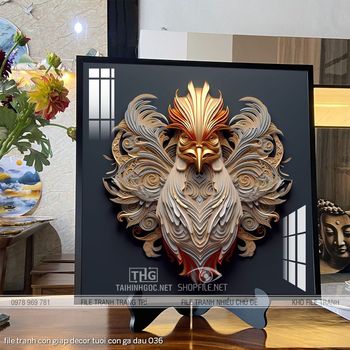 file tranh con giap decor tuoi con ga dau 036