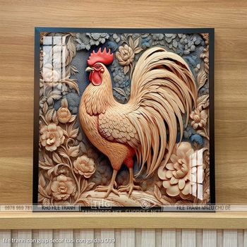 file tranh con giap decor tuoi con ga dau 039