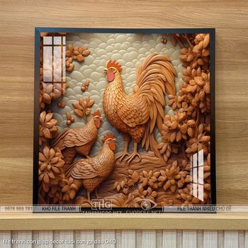 file tranh con giap decor tuoi con ga dau 040