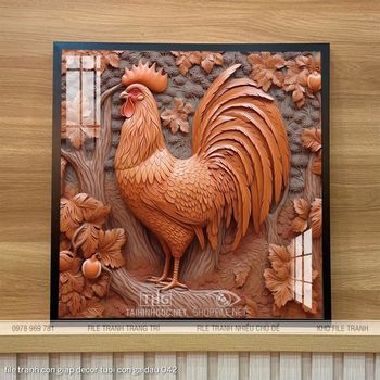 file tranh con giap decor tuoi con ga dau 042