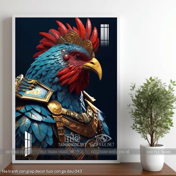 file tranh con giap decor tuoi con ga dau 043
