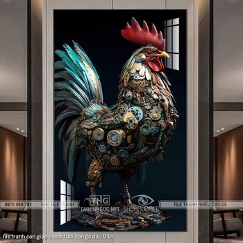 file tranh con giap decor tuoi con ga dau 044