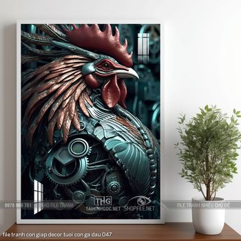 file tranh con giap decor tuoi con ga dau 047
