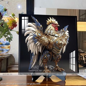 file tranh con giap decor tuoi con ga dau 049