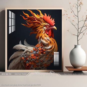 file tranh con giap decor tuoi con ga dau 050