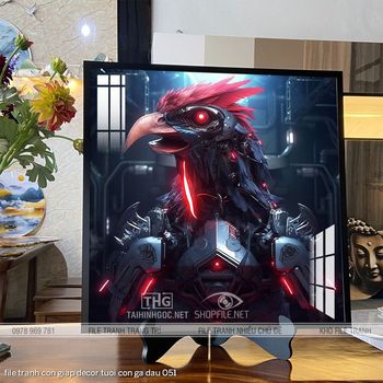 file tranh con giap decor tuoi con ga dau 051