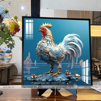 file tranh con giap decor tuoi con ga dau 052