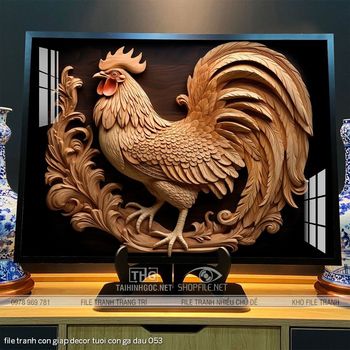 file tranh con giap decor tuoi con ga dau 053