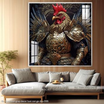 file tranh con giap decor tuoi con ga dau 055