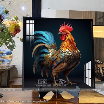 file tranh con giap decor tuoi con ga dau 056