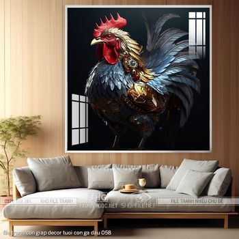 file tranh con giap decor tuoi con ga dau 058