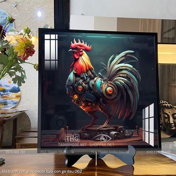 file tranh con giap decor tuoi con ga dau 062